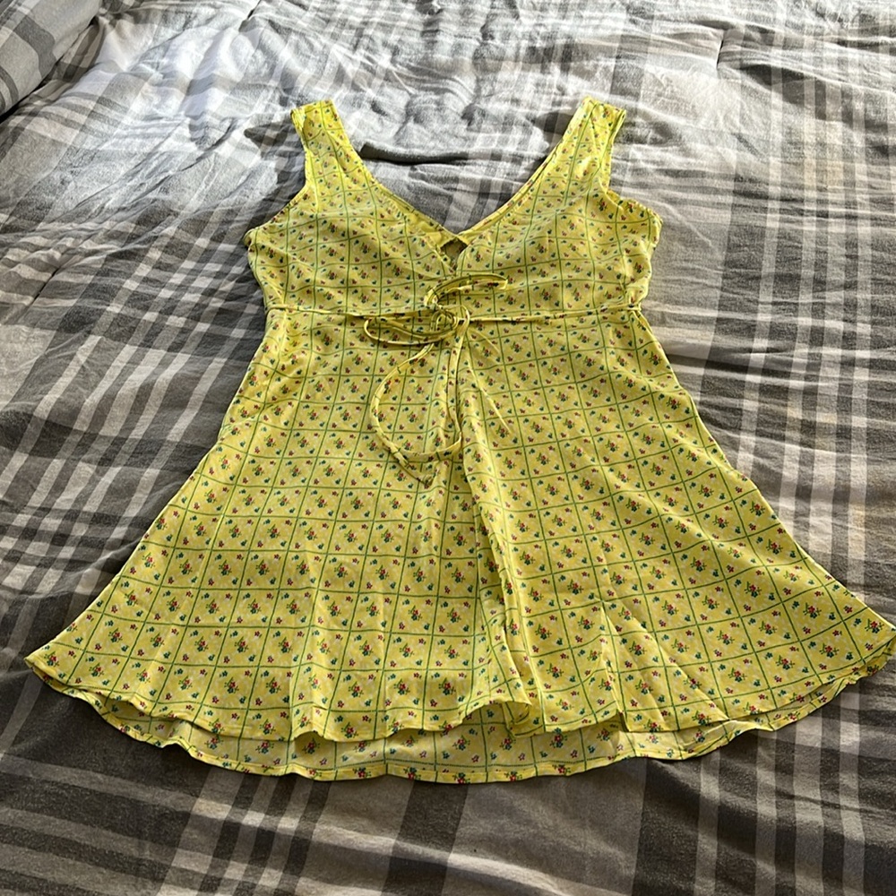 Victorias Secret Pink sun dress, yellow sun dress, satin sun dress, mini dress - Picture 4 of 7